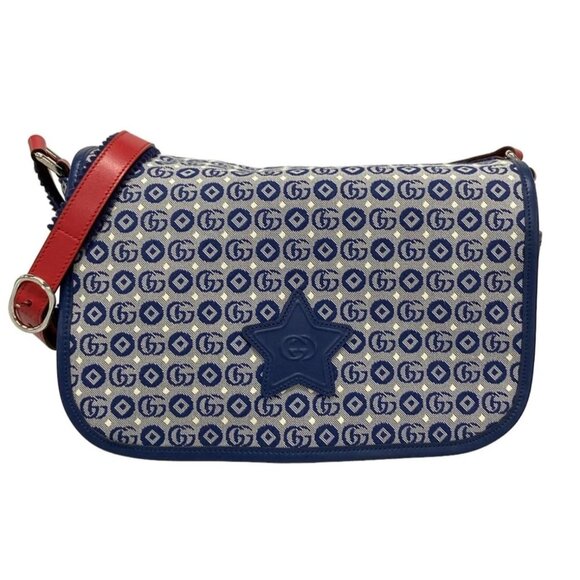 Gucci GG DOT Jetsons Collaboration Kids’ Jacquard Logo-patch Messenger Bag Blue - Picture 1 of 16